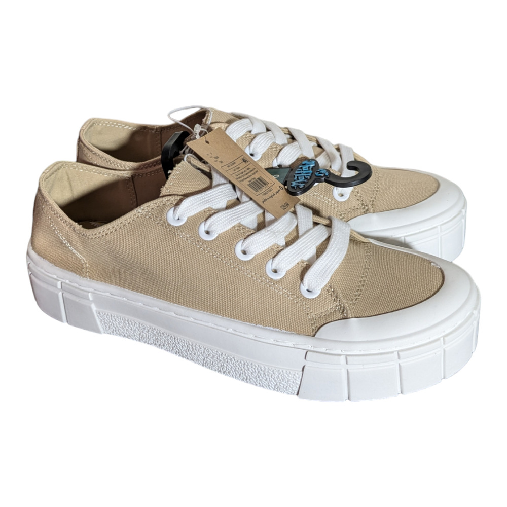 Mad Love Lace Up Canvas Tan Casual Shoes Women's Size 9